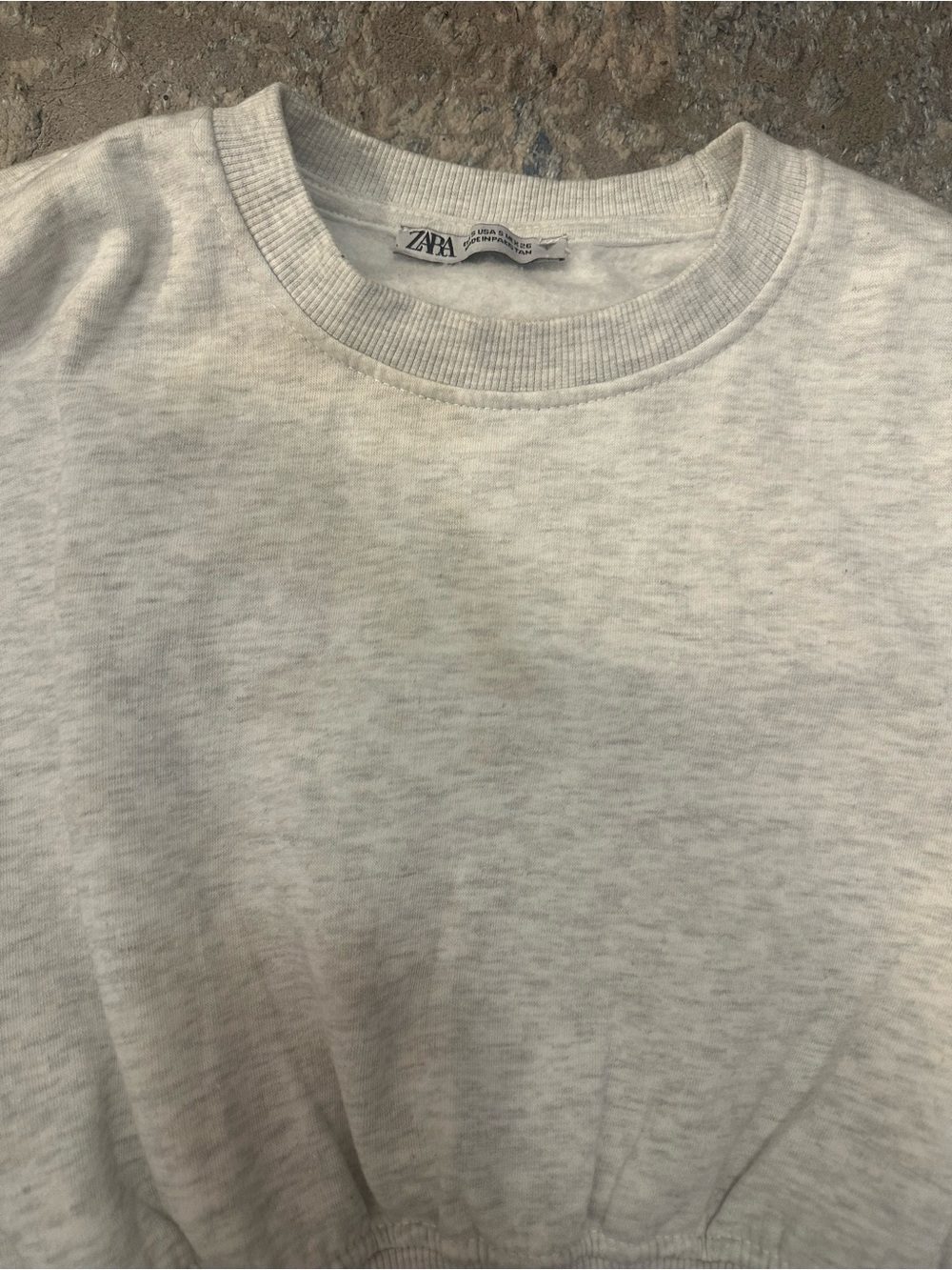 Zara Light Heather Gray Cropped Crewneck Sweatshirt - Picture 2 of 3